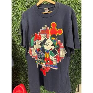 vtg 80s PLAID MINNIE and MICKEY Tshirt xl // vintage disney baggy cute mouse